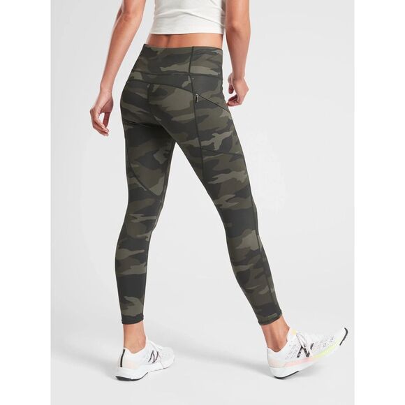 Athleta Leggings Womens Size‎ XS Green Gray Camo Contender 7/8 Tight Yoga Ladies - Picture 1 of 11